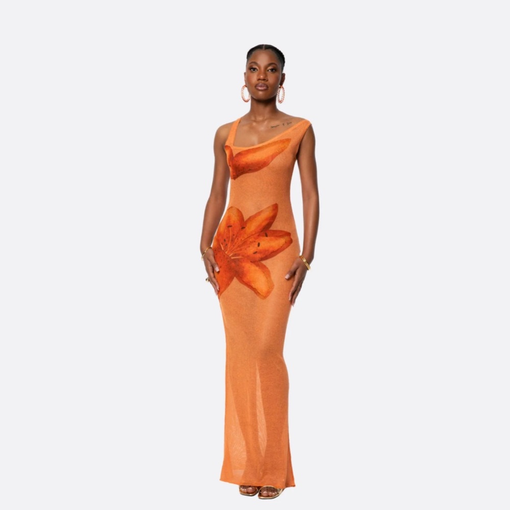 Hanifa Orange Floral Maxi Dress